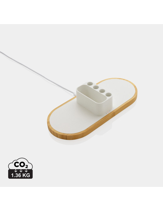 Chargeur 10W en plastique recyclé RCS et bambou Ontario personnalisable