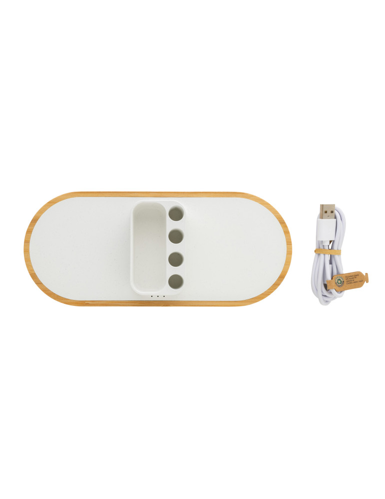 Chargeur 10W en plastique recyclé RCS et bambou Ontario personnalisable