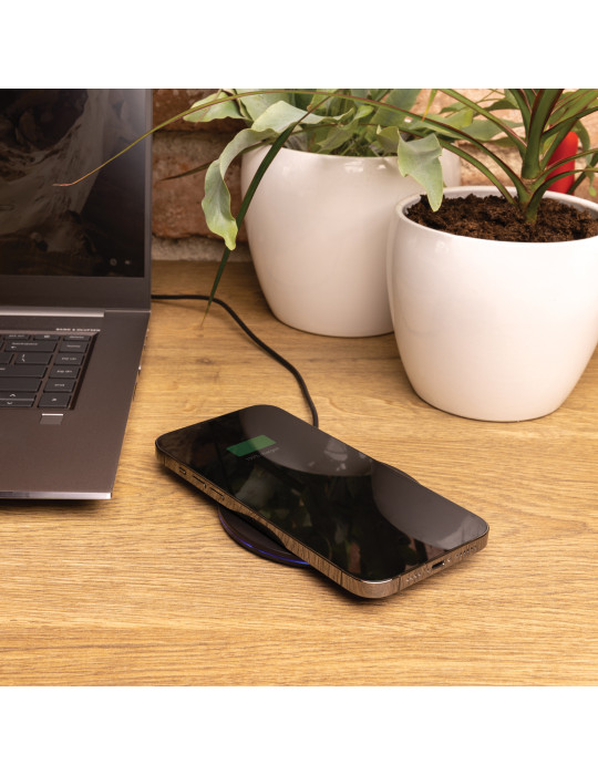 Chargeur rapide sans fil 15W en plastique recyclé RCS personnalisable