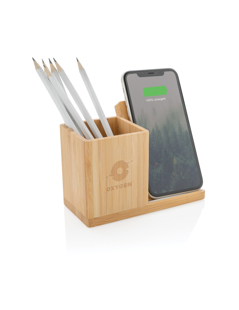 Chargeur sans fil 10W en bambou Calgary personnalisable