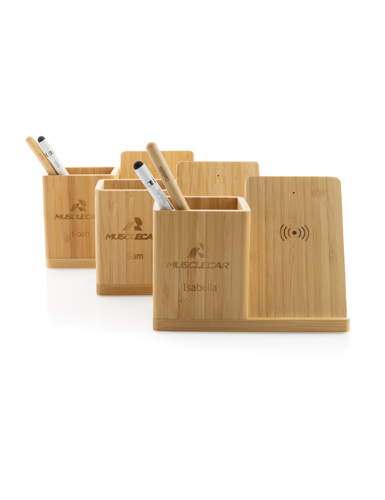Chargeur sans fil 10W en bambou Calgary personnalisable
