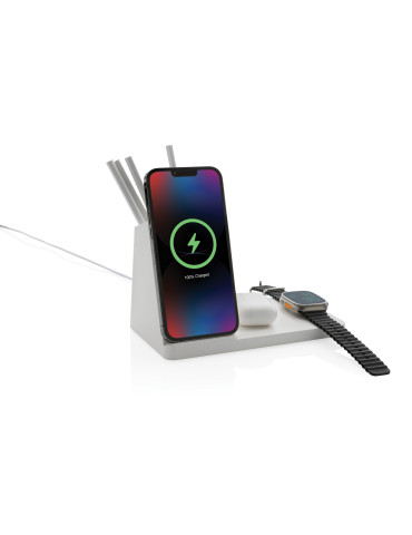 Chargeur 15W Ontario 3 en 1 plastique recyclé RCS et bambou personnalisable 2