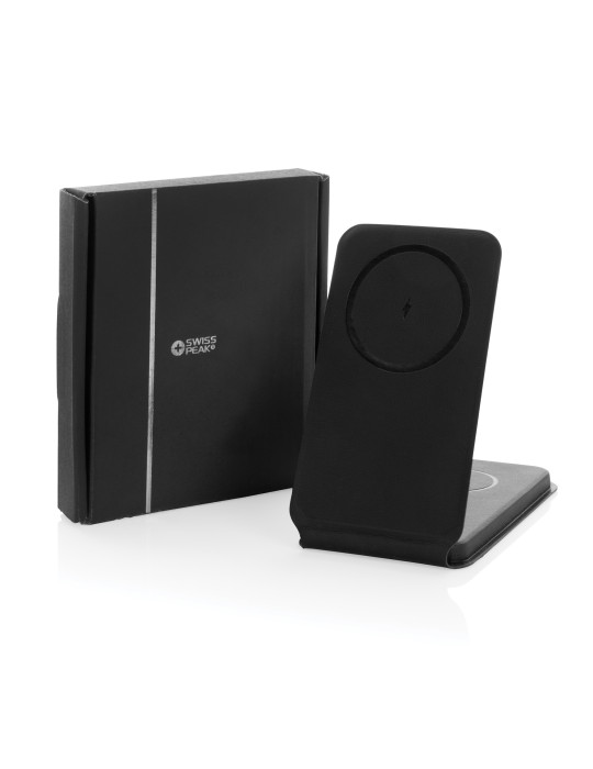 Chargeur magnétique 15W en PU recyclé RCS Swiss Peak personnalisable