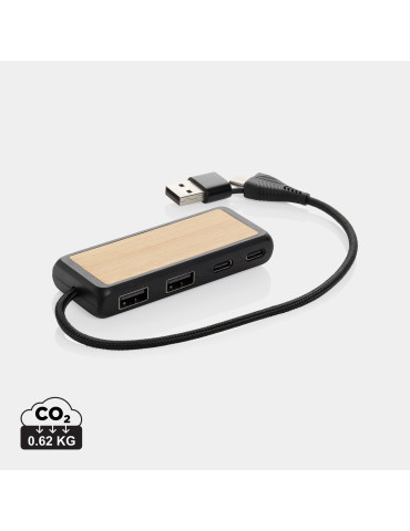 Hub Link double entrée USB-A USB-C avec bambou personnalisable