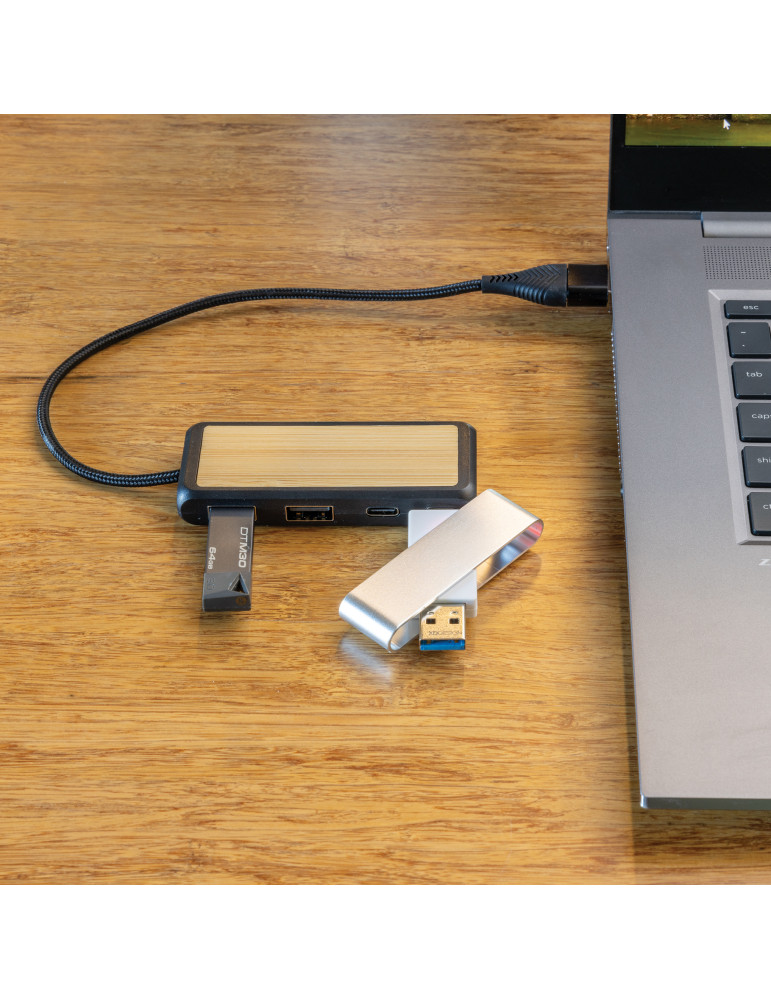 Hub Link double entrée USB-A USB-C avec bambou personnalisable