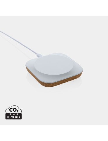 Chargeur 10W en plastique recyclé RCS et liège Oregon personnalisable