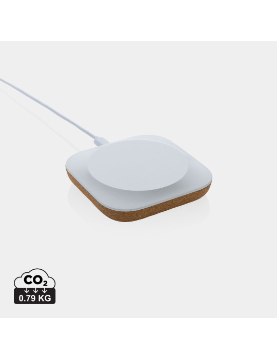Chargeur 10W en plastique recyclé RCS et liège Oregon personnalisable