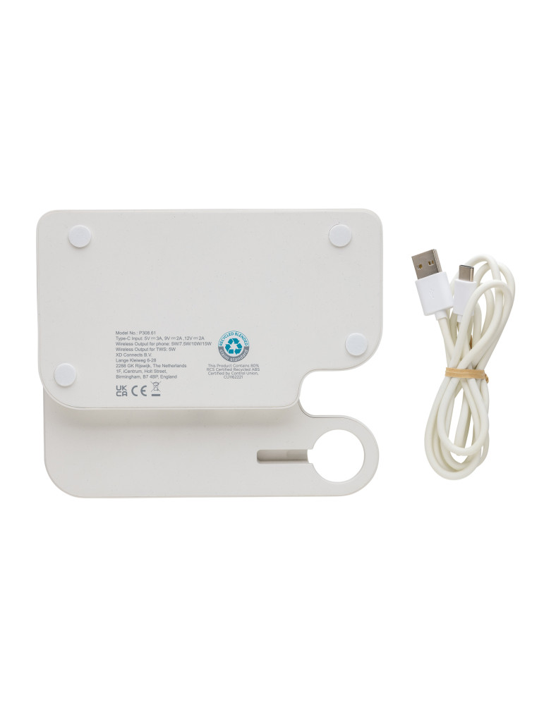 Double chargeur 15W en plastique RCS avec emplacement iWatch personnalisable