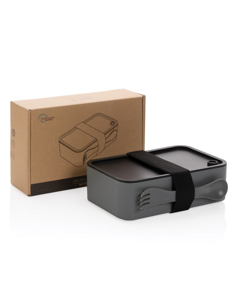 Lunch box avec fourchette-cuillère en rPP GRS personnalisable