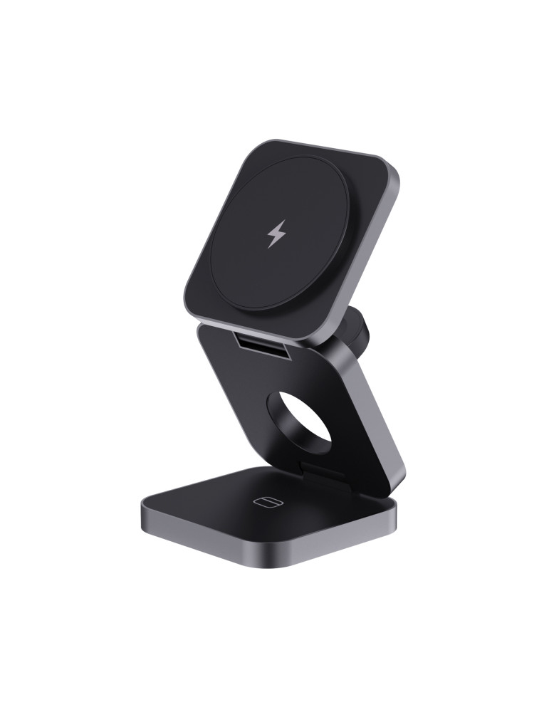 Chargeur 15W pliable 3 en 1 en aluminium recyclé RCS Terra personnalisable