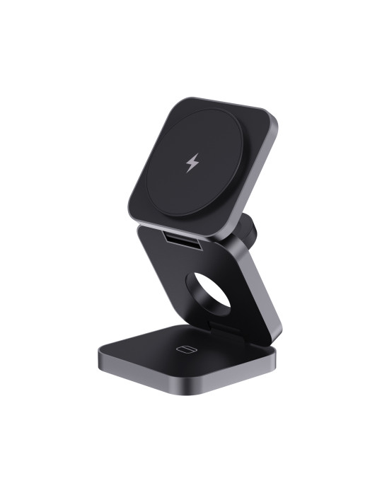Chargeur 15W pliable 3 en 1 en aluminium recyclé RCS Terra personnalisable