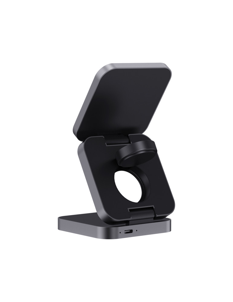 Chargeur 15W pliable 3 en 1 en aluminium recyclé RCS Terra personnalisable