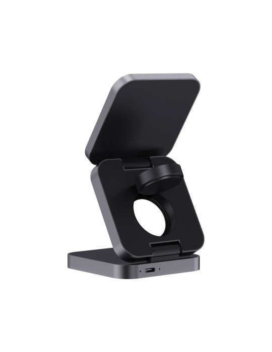 Chargeur 15W pliable 3 en 1 en aluminium recyclé RCS Terra personnalisable