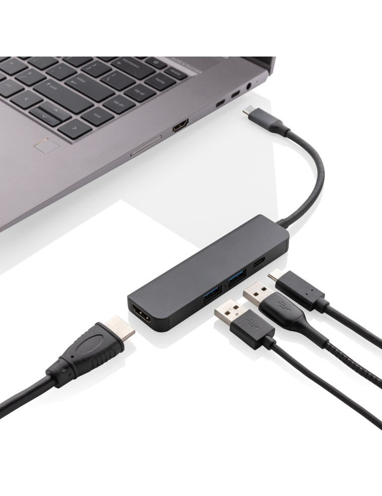 Hub Terra USB-C avec HDMI 4K en aluminium RCS personnalisable