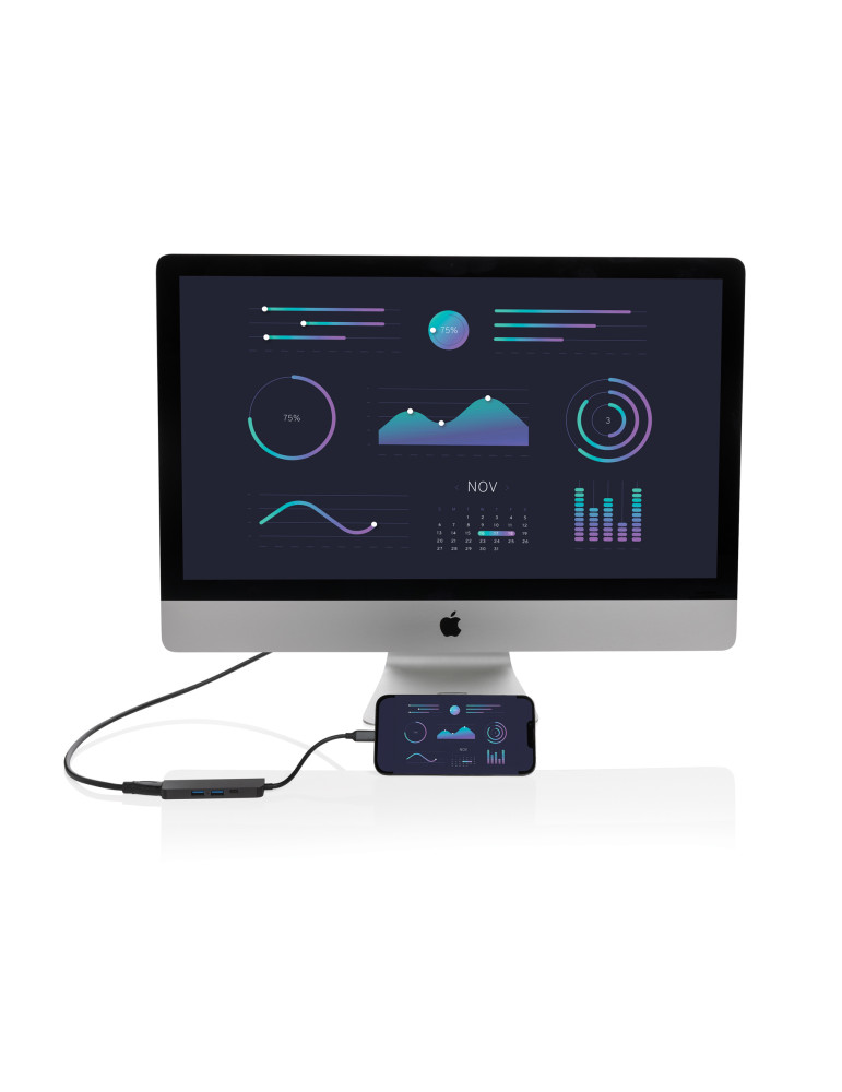 Hub Terra USB-C avec HDMI 4K en aluminium RCS personnalisable