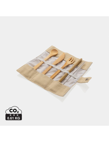 Ensemble de couverts de voyage en bambou réutilisable personnalisable