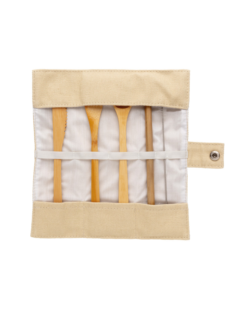 Ensemble de couverts de voyage en bambou réutilisable personnalisable