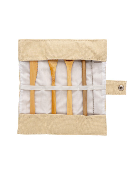 Ensemble de couverts de voyage en bambou réutilisable personnalisable