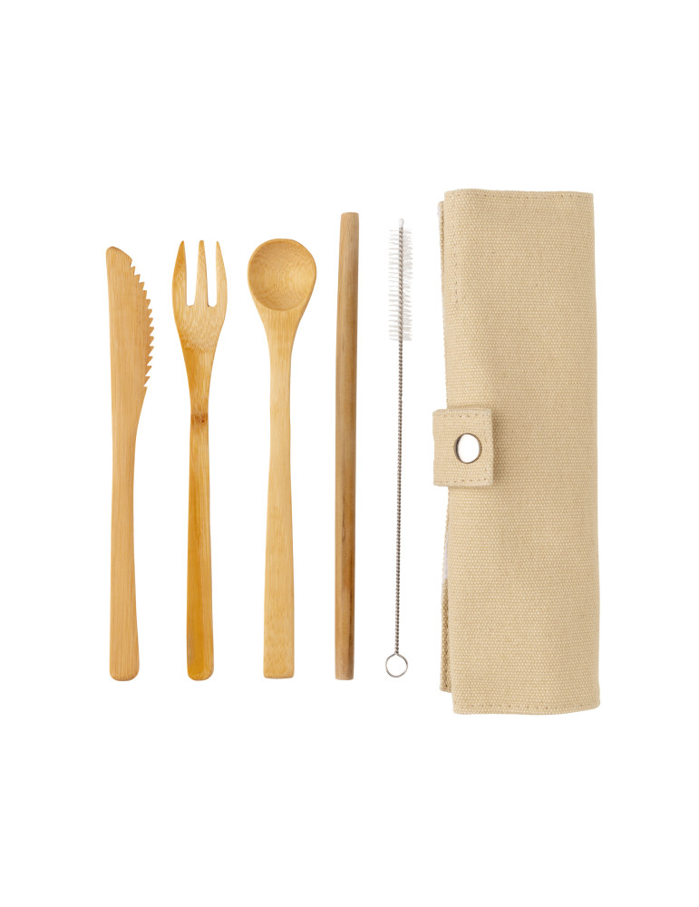 Ensemble de couverts de voyage en bambou réutilisable personnalisable