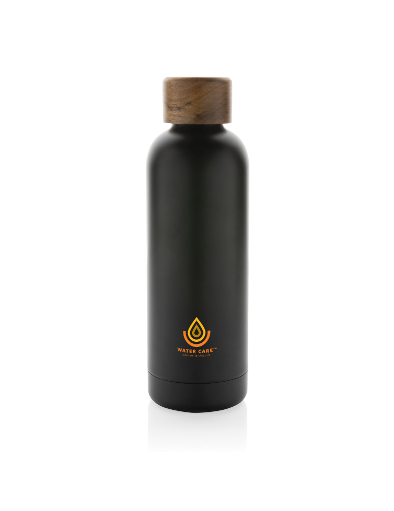 Gourde Wood 500 ml en acier RCS et acacia personnalisable