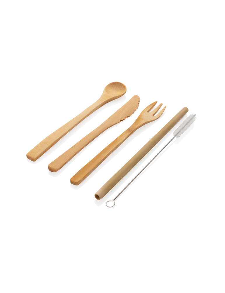 Ensemble de couverts de voyage en bambou réutilisable personnalisable