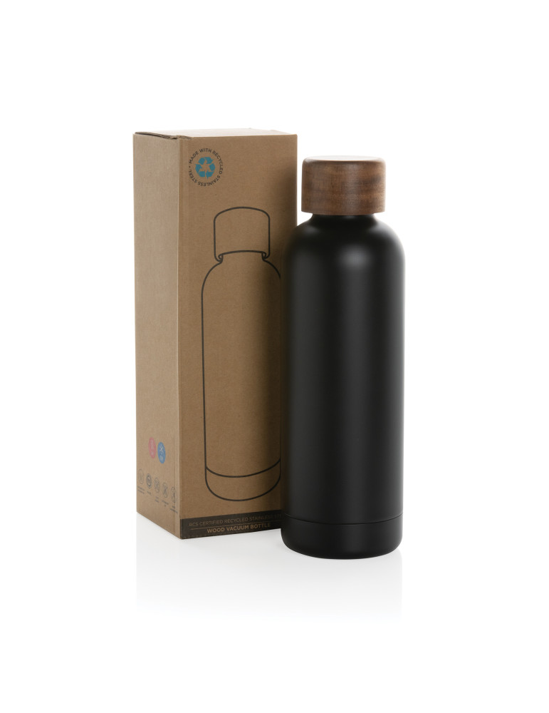 Gourde Wood 500 ml en acier RCS et acacia personnalisable