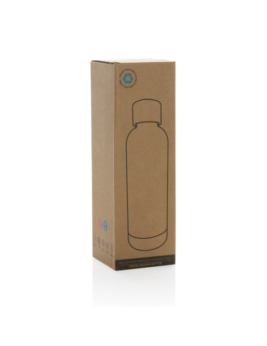 Gourde Wood 500 ml en acier RCS et acacia personnalisable