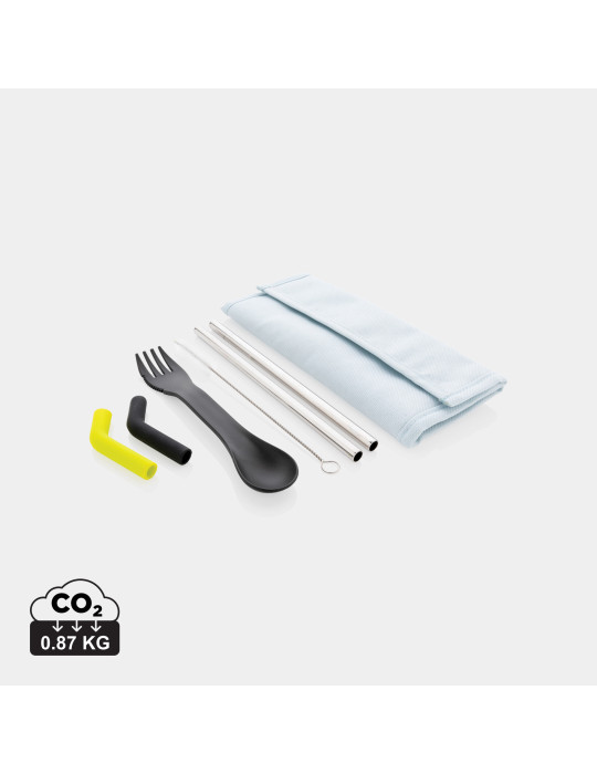 Set pailles 2 pcs et couverts Tierra personnalisable