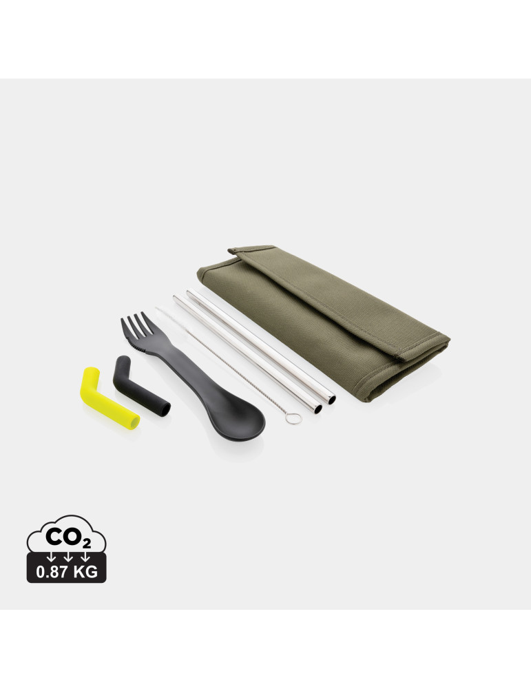 Set pailles 2 pcs et couverts Tierra personnalisable