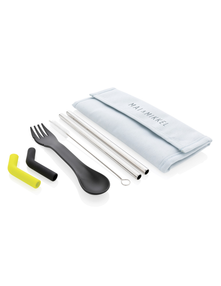 Set pailles 2 pcs et couverts Tierra personnalisable