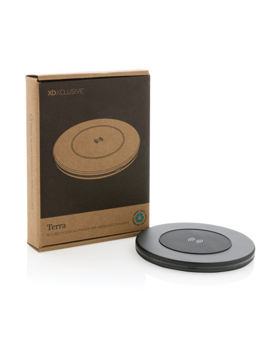 Chargeur sans fil 10W en aluminium recyclé RCS Terra personnalisable