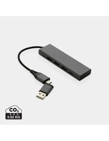 Hub Terra trois USB-A et un USB-C en aluminium RCS personnalisable