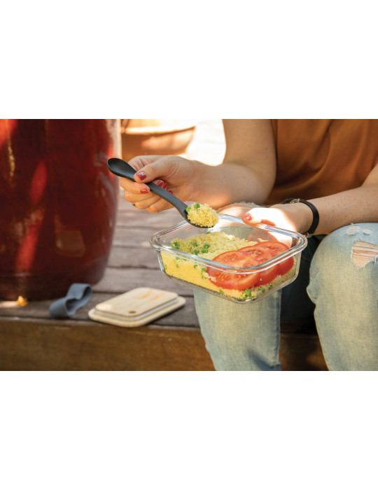 Boîte repas en verre avec couvercle en bambou personnalisable