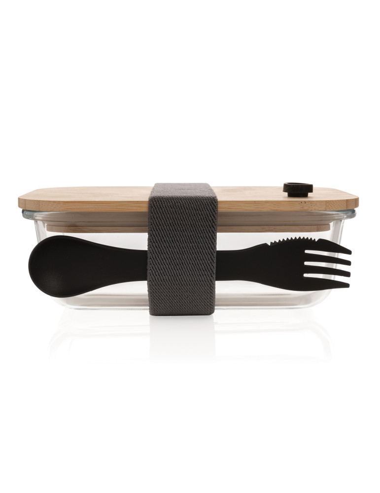 Boîte repas en verre avec couvercle en bambou personnalisable