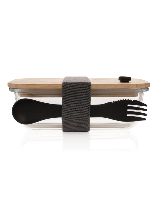 Boîte repas en verre avec couvercle en bambou personnalisable