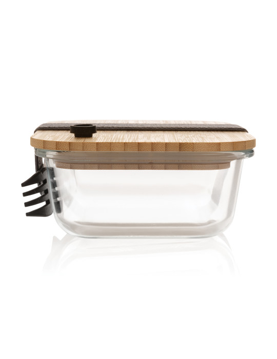 Boîte repas en verre avec couvercle en bambou personnalisable