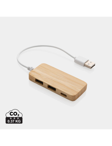 Hub en bambou avec Type C personnalisable