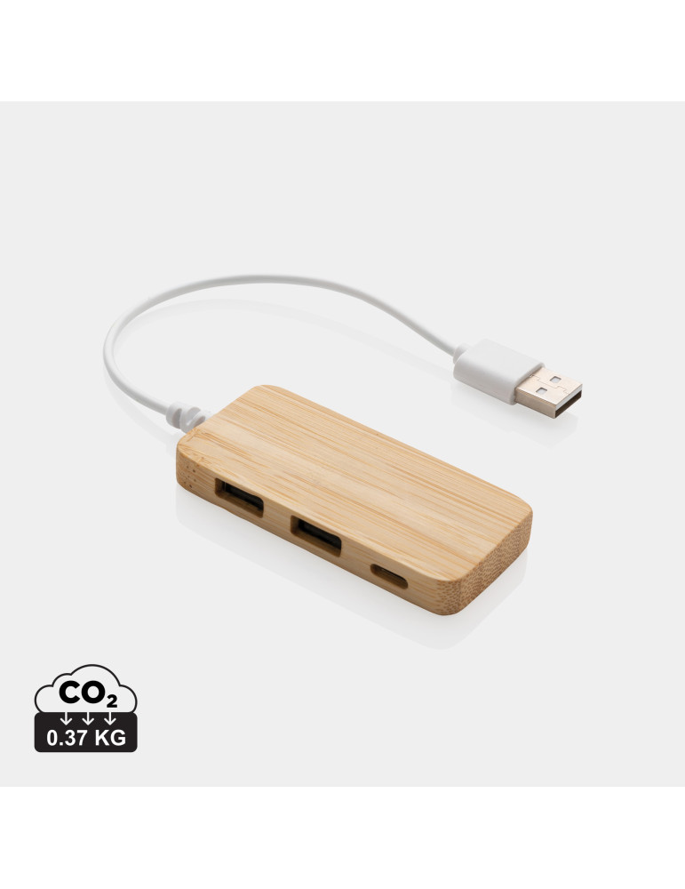 Hub en bambou avec Type C personnalisable