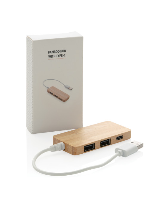 Hub en bambou avec Type C personnalisable