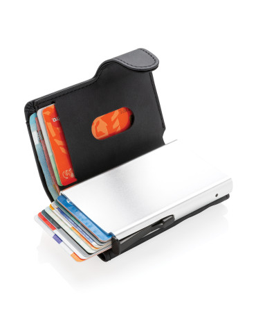 Porte-cartes RFID en aluminium avec portefeuille PU personnalisable 2