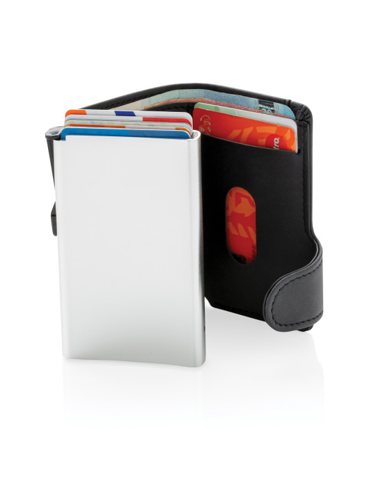 Porte-cartes RFID en aluminium avec portefeuille PU personnalisable