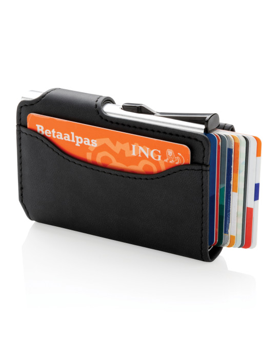 Porte-cartes RFID en aluminium avec portefeuille PU personnalisable