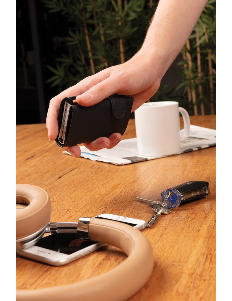 Porte-cartes RFID en aluminium avec portefeuille PU personnalisable