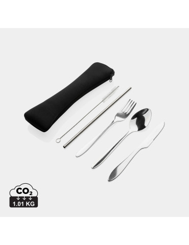 Ensemble de 4 couverts réutilisables en acier inoxydable personnalisable