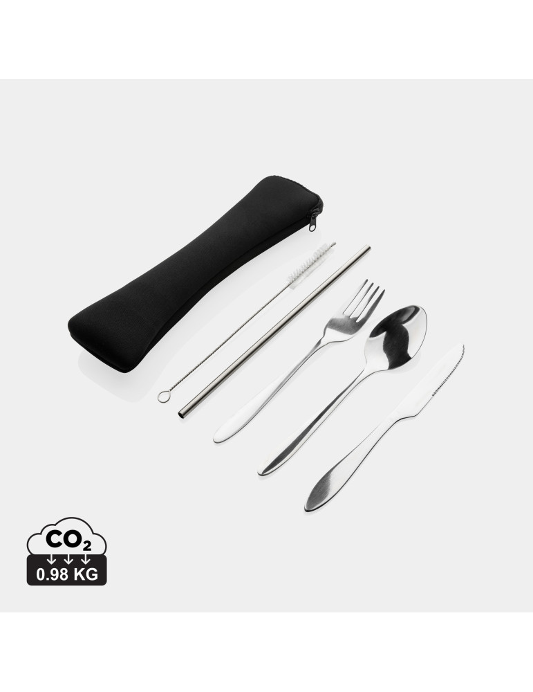 Ensemble de 4 couverts réutilisables en acier inoxydable personnalisable