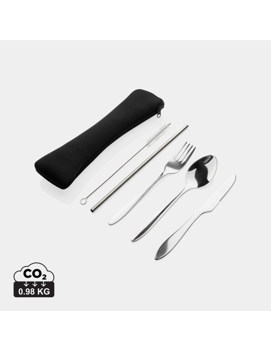 Ensemble de 4 couverts réutilisables en acier inoxydable personnalisable