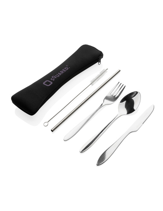 Ensemble de 4 couverts réutilisables en acier inoxydable personnalisable