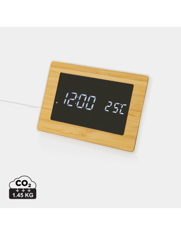 Horloge LED en bambou et plastique RCS Utah personnalisable