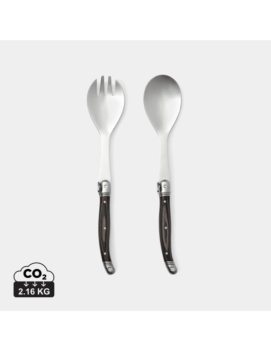 Couverts à salade Vinga Gigaro manches pakkawood personnalisable