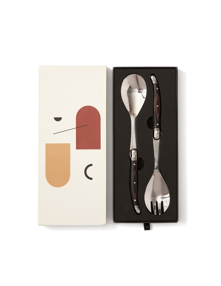 Couverts à salade Vinga Gigaro manches pakkawood personnalisable
